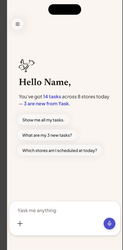 Yask home screen